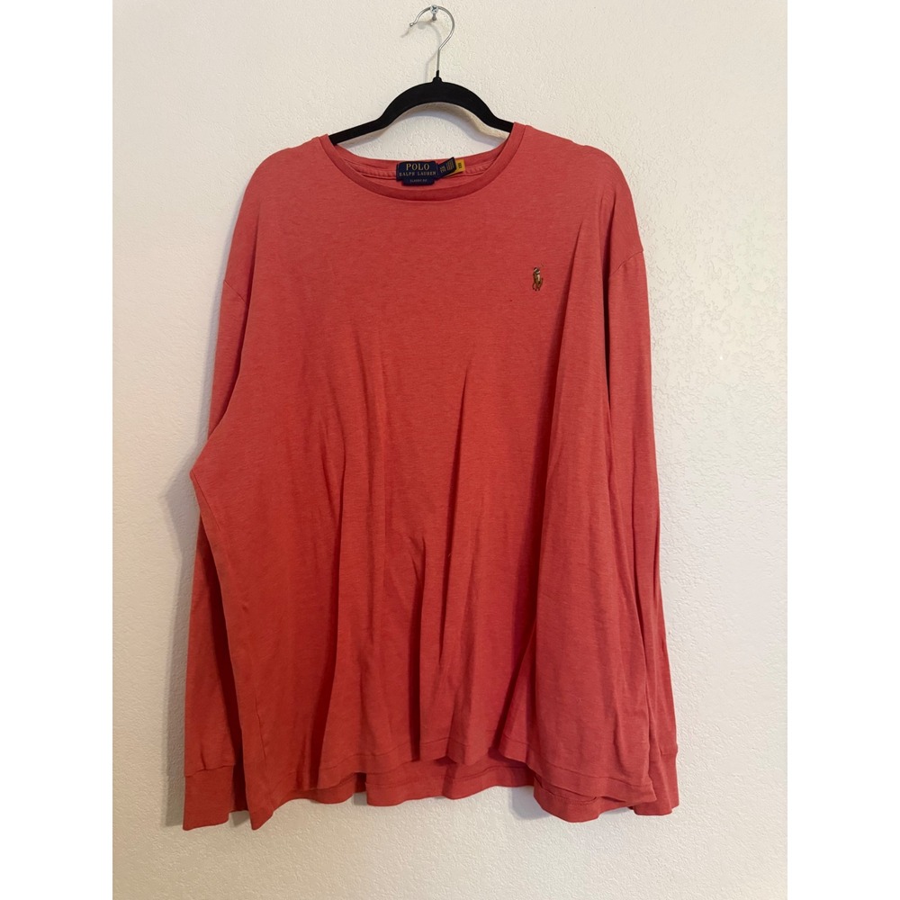 Polo Ralph Lauren Mens XXL Classic Fit Long Sleeve T-Shirt Salmon Pink Coral